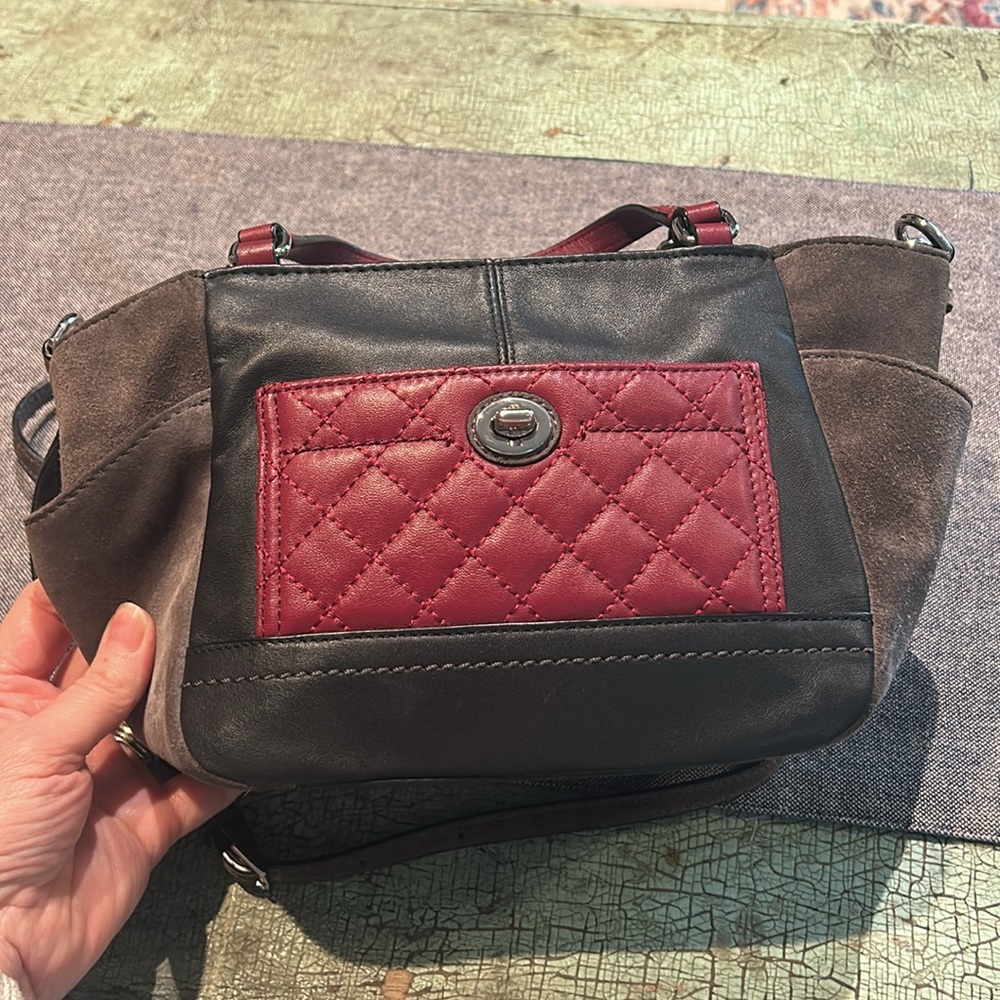 Coach Park Quilted Leather & Suede Tote Crossbody Bag F49865 SV/Black Multi - Picture 3 of 10